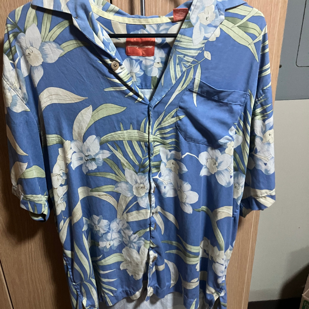 Men’s small, Tommy Bahama, blue and white shirt